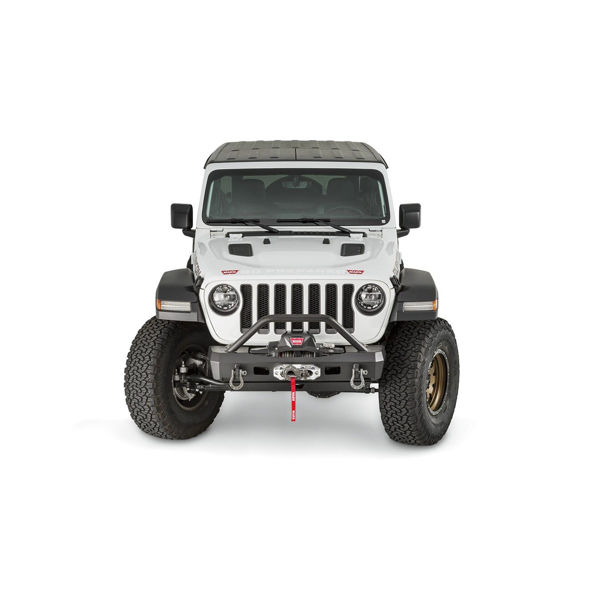 Black powder coated steel winch bumper from Warn part number 101330