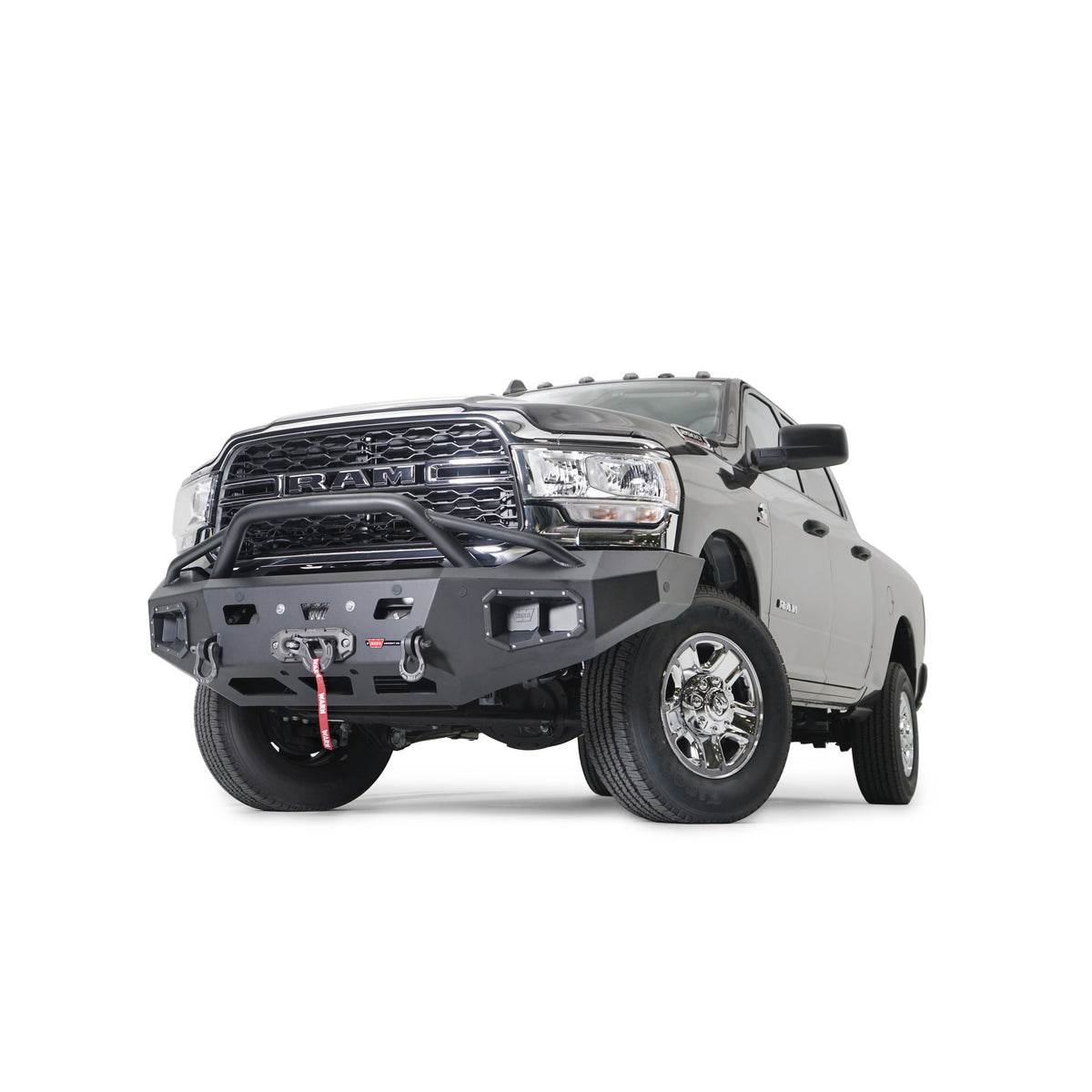 Black powder coated steel winch bumper from Warn part number 107003