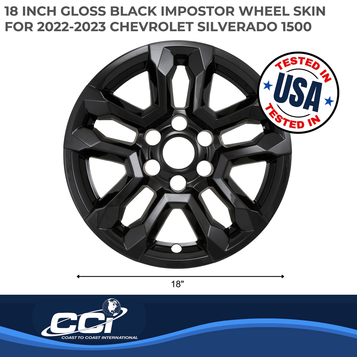 Black abs plastic wheel skin 18 diameter from Coast To Coast part number IMP502BLK