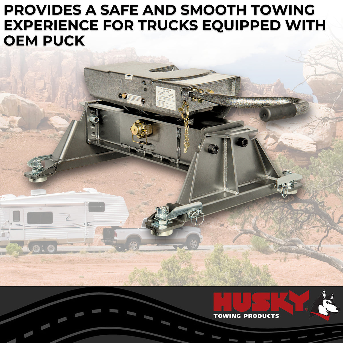 Gray steel fifth wheel trailer hitch from Husky Towing part number 33153K