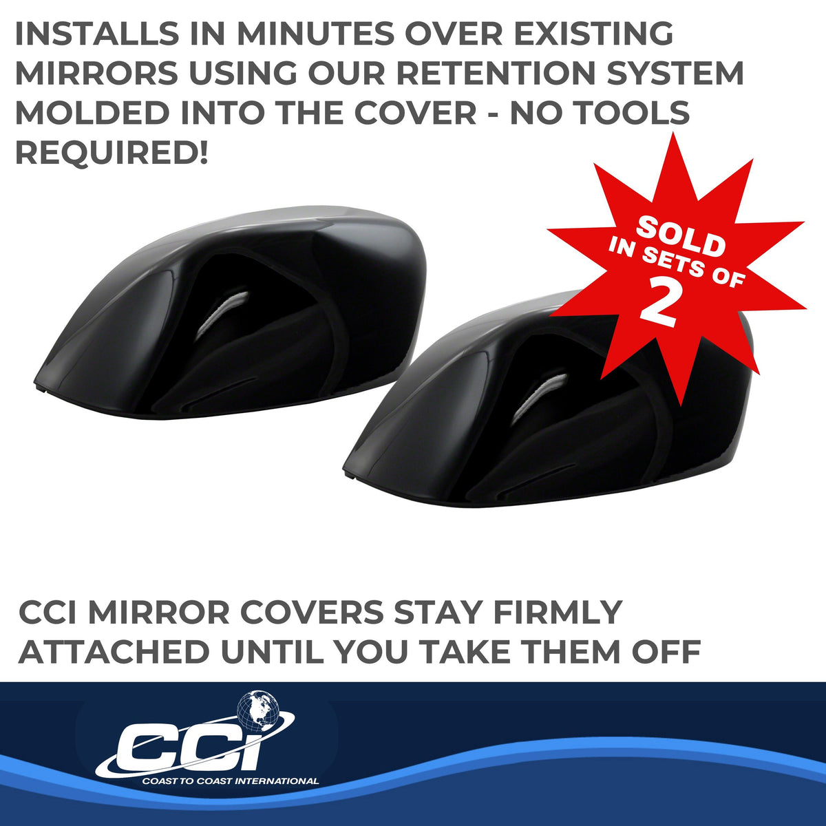 Black gloss painted abs plastic door mirror cover from Coast To Coast part number MC67532RBK