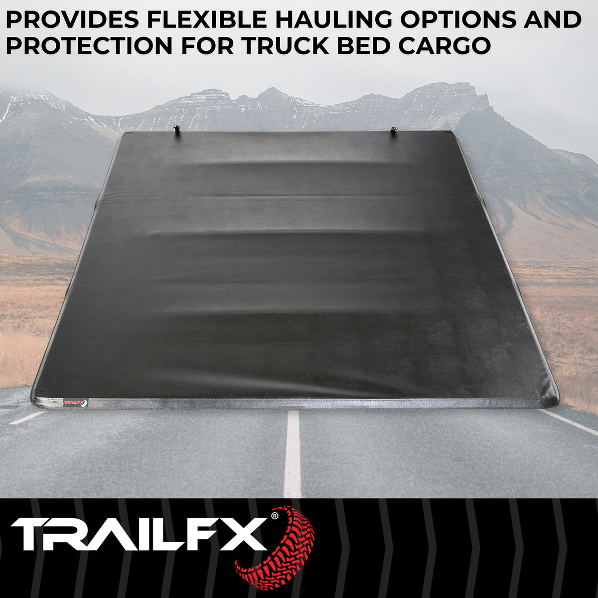 Matte vinyl tonneau cover with mounting hardware from TrailFX part number TFX1011