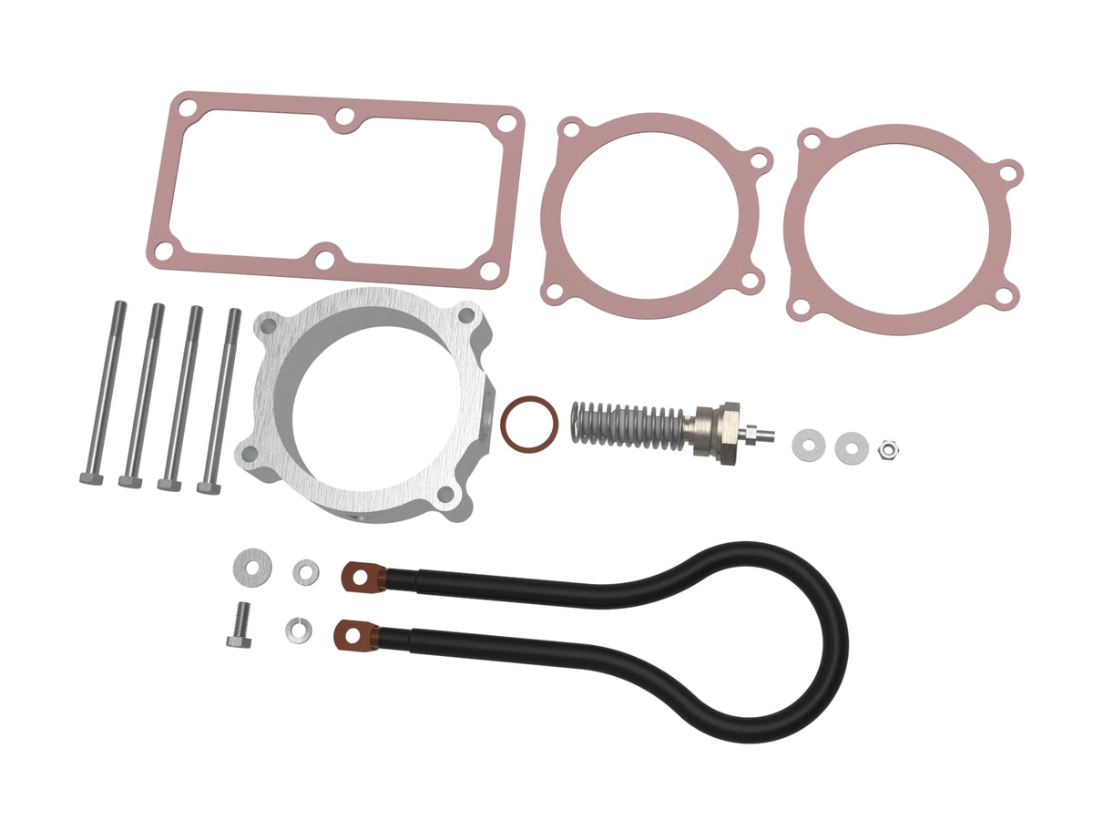 Raw natural 6061-t6 aluminum engine intake manifold spacer from aFe Power part number 46-10074