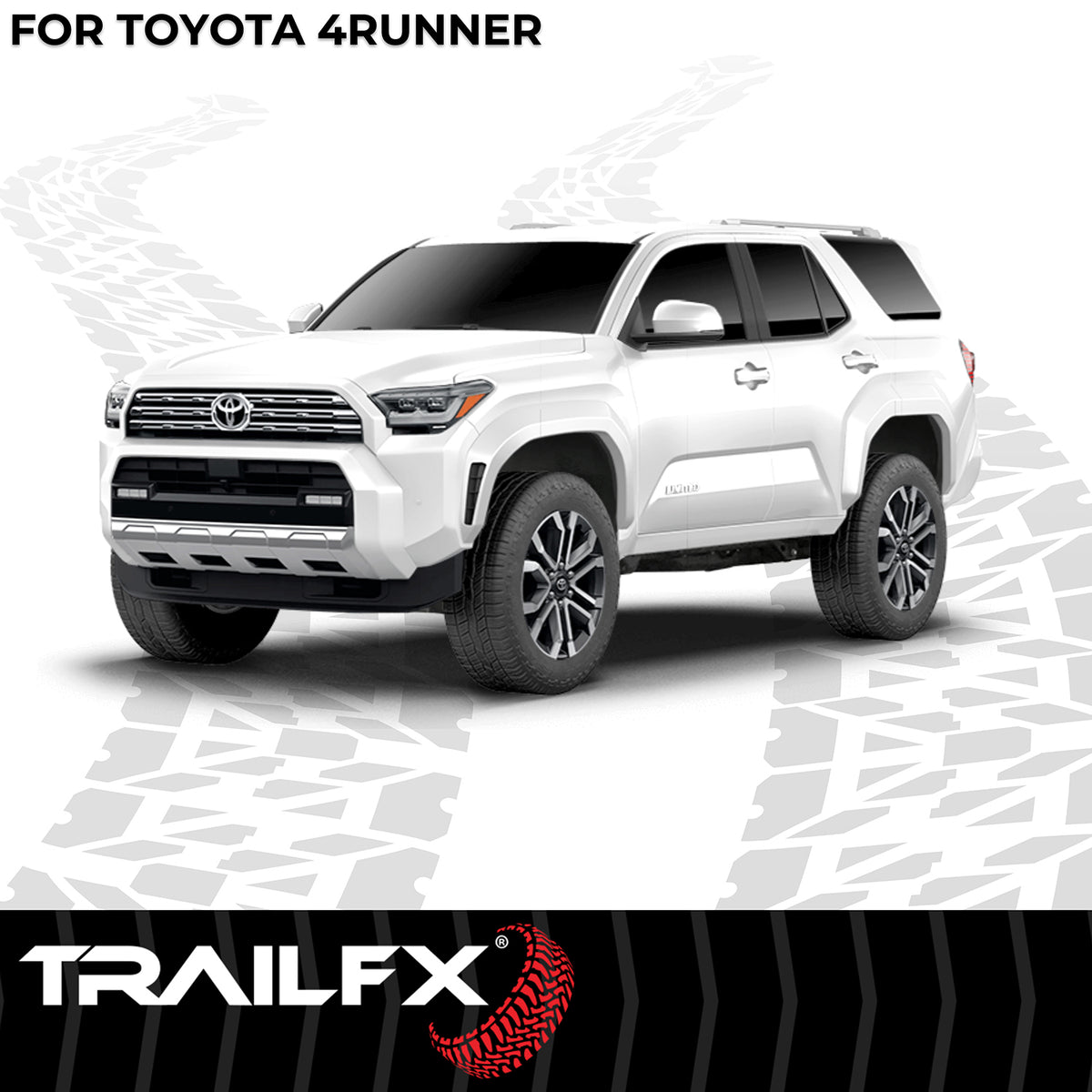 Black powder coated aluminum step nerf bar with step pads from TrailFX part number AL4027B
