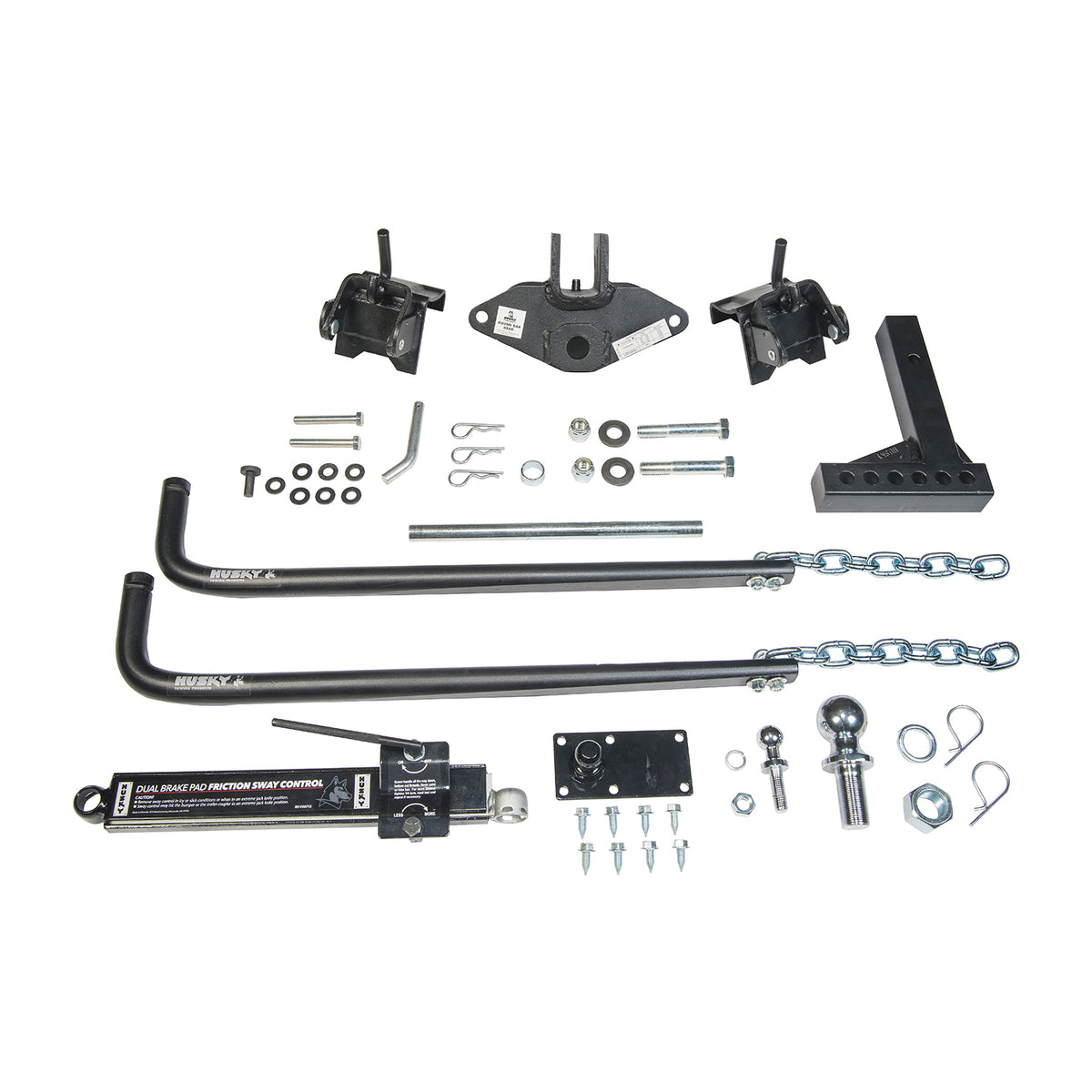 Black steel trailer weight distribution kit with mounting hardware from Husky Towing part number 31999