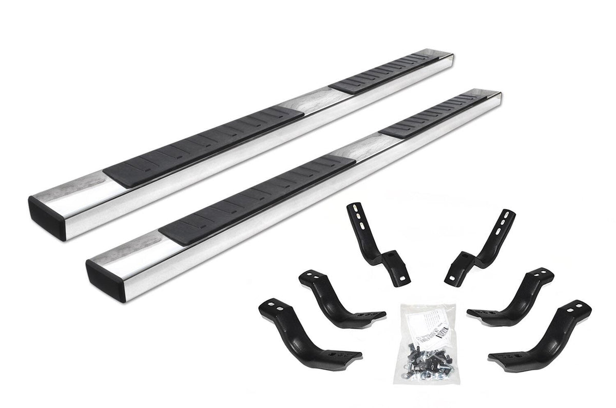 Silver stainless steel step nerf bar with mounting hardware from Big Country part number 3962205806