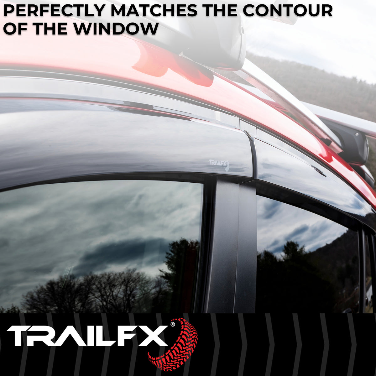 Smoke acrylic side window deflector with mounting hardware from TrailFX part number 4267H