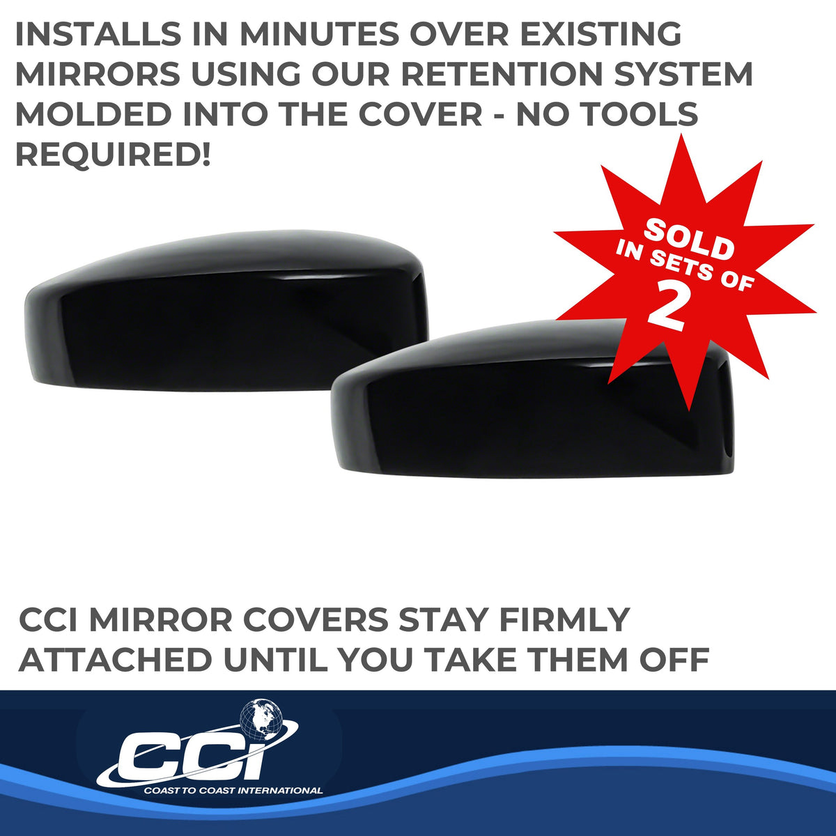 Silver chrome plated abs plastic door mirror cover from Coast To Coast part number MC6240B