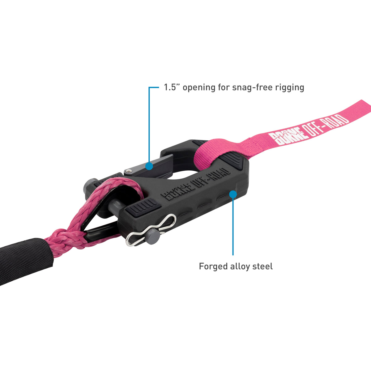 Pink fiber winch rope 0.375 diameter from Mishimoto part number BNWN-SR-38-85KPK