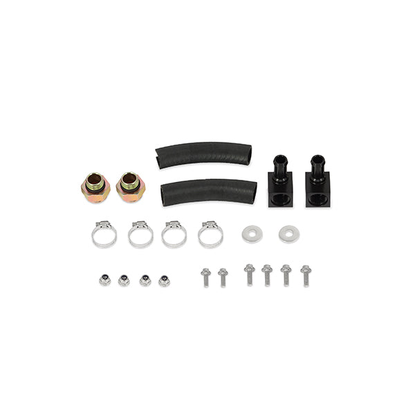 Natural aluminum automatic transmission oil cooler with mounting hardware from Mishimoto part number MMTC-DMAX-06SL