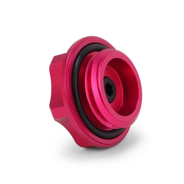 Pink aluminum engine oil filler cap from Mishimoto part number MMOFC-SUB-PK