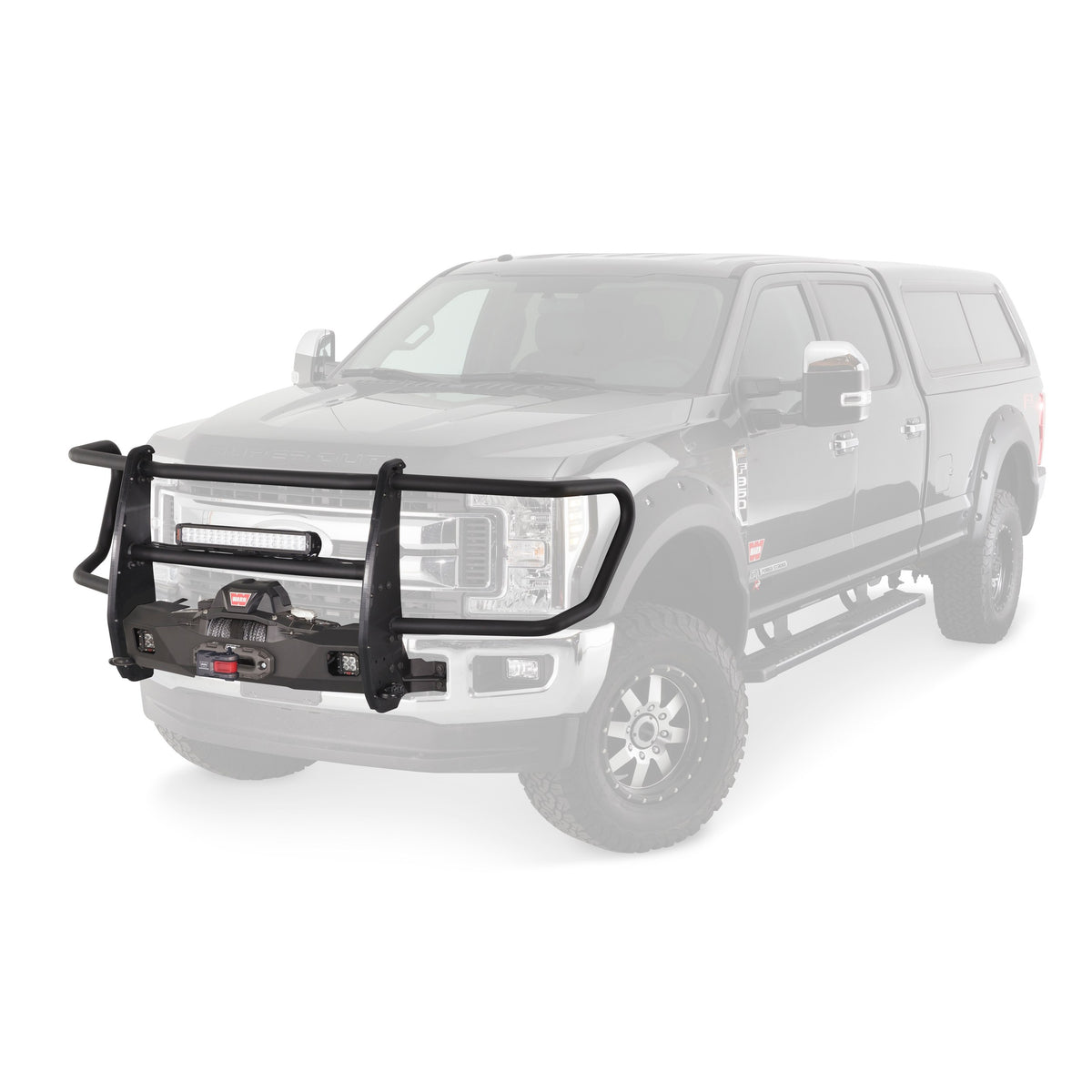 Black powder coated steel winch mount from Warn part number 108001