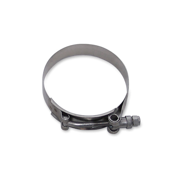 Silver plain stainless steel hose clamp from Mishimoto part number MMCLAMP-2