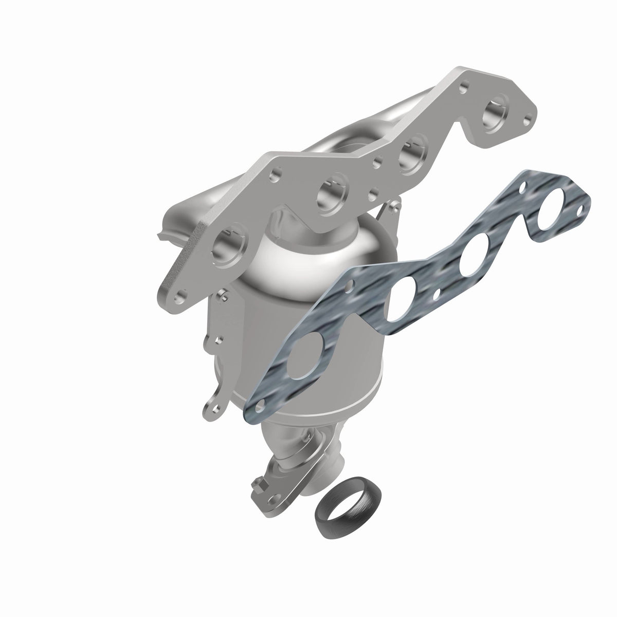 Uncoated stainless steel catalytic converter with integrated exhaust manifold from MagnaFlow Exhaust Products part number 452030