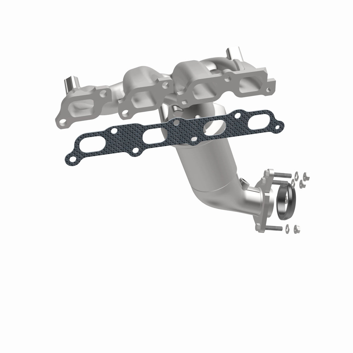 Uncoated stainless steel catalytic converter with integrated exhaust manifold from MagnaFlow Exhaust Products part number 5582378