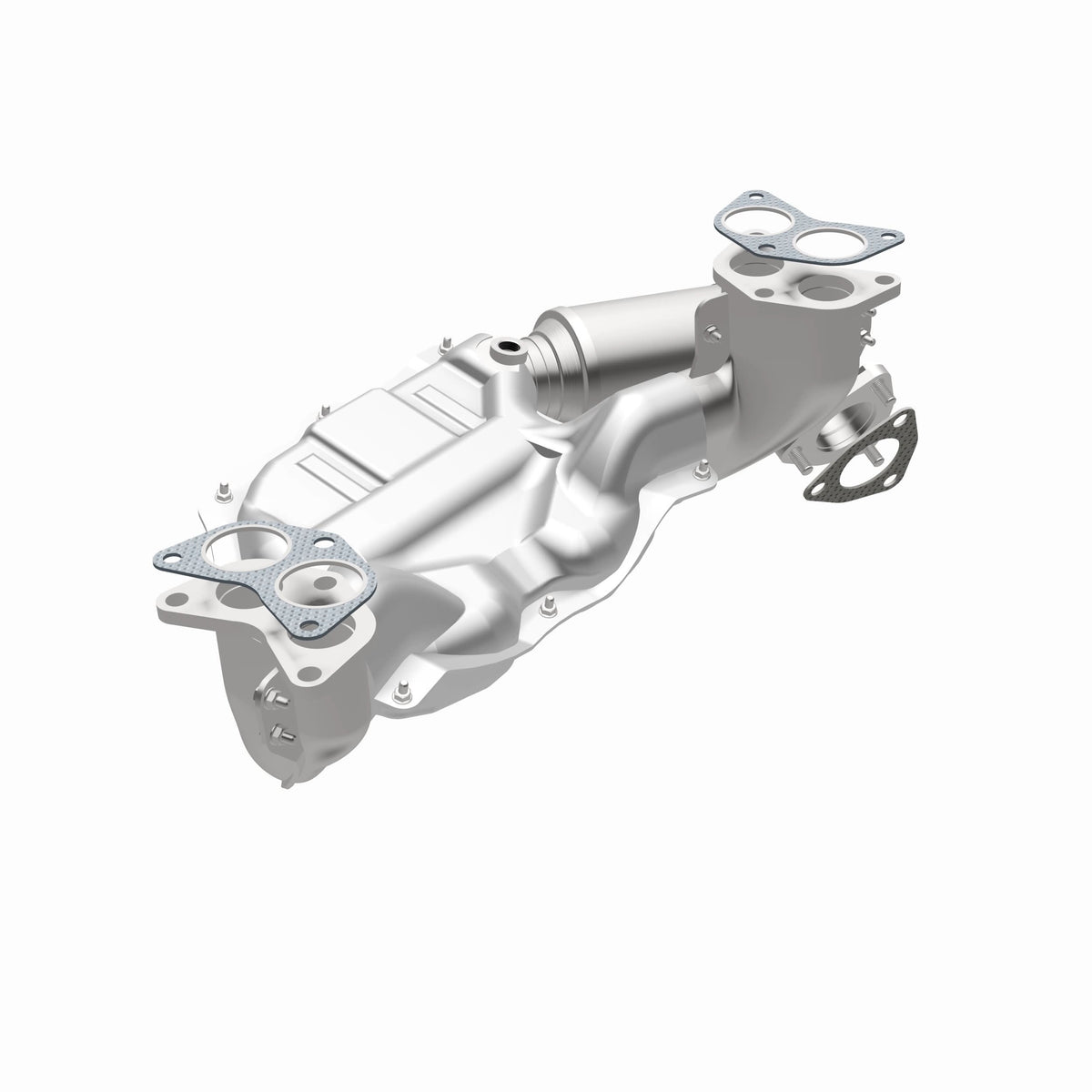 Uncoated stainless steel catalytic converter with integrated exhaust manifold from MagnaFlow Exhaust Products part number 52587