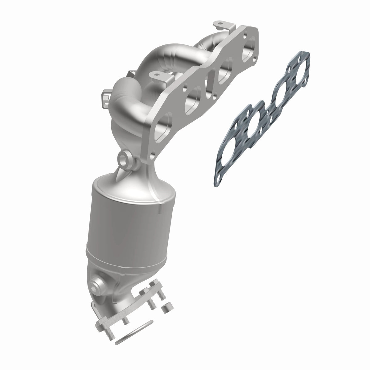 Uncoated stainless steel catalytic converter with integrated exhaust manifold from MagnaFlow Exhaust Products part number 49295