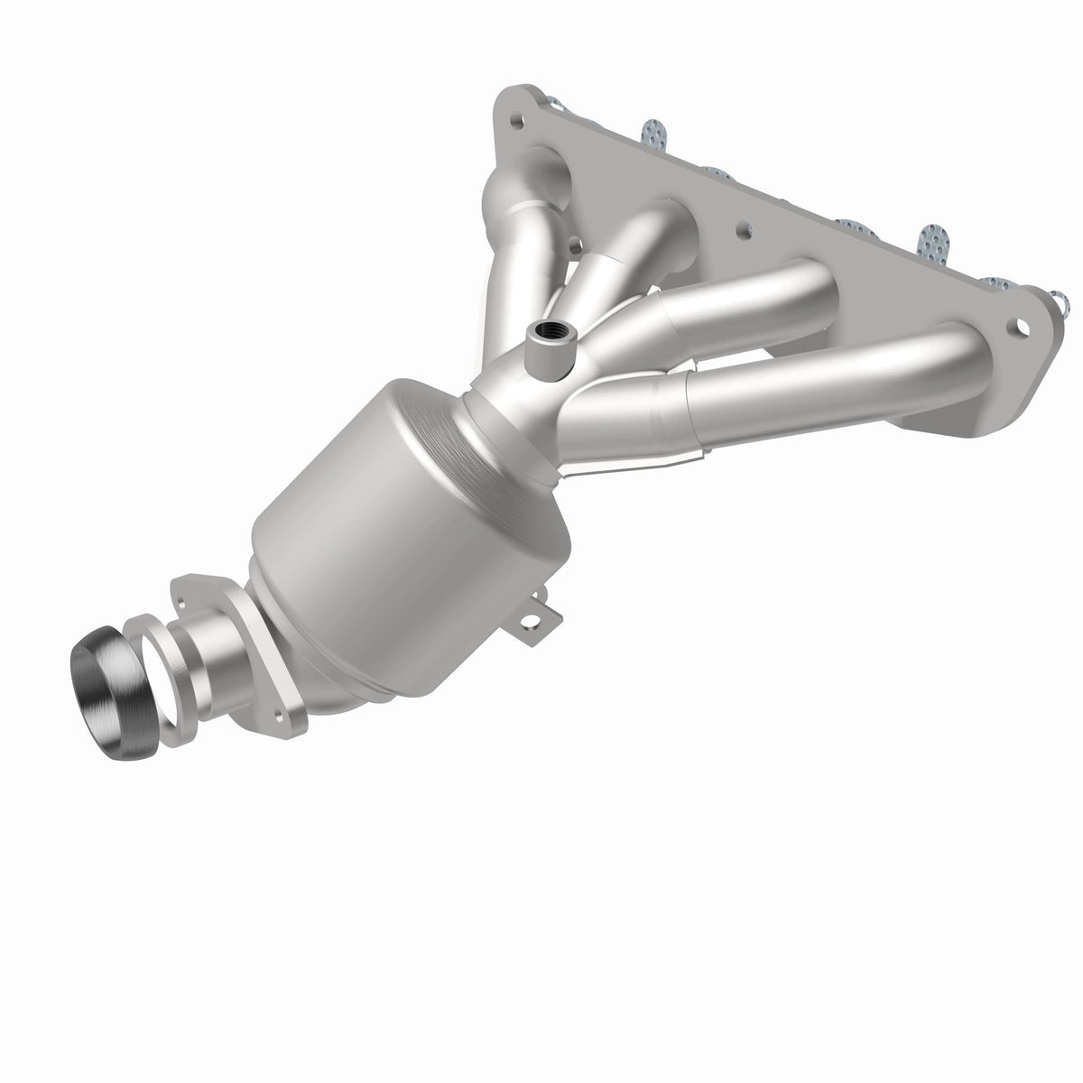 Uncoated stainless steel catalytic converter with integrated exhaust manifold from MagnaFlow Exhaust Products part number 5531271