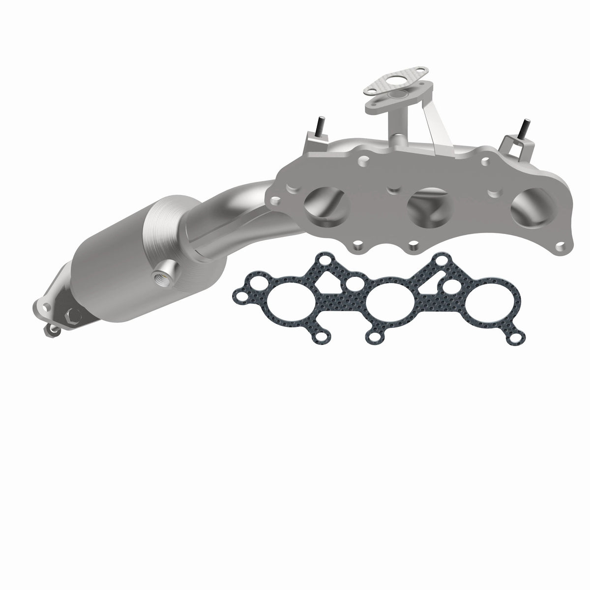 Uncoated stainless steel catalytic converter with integrated exhaust manifold from MagnaFlow Exhaust Products part number 5582430