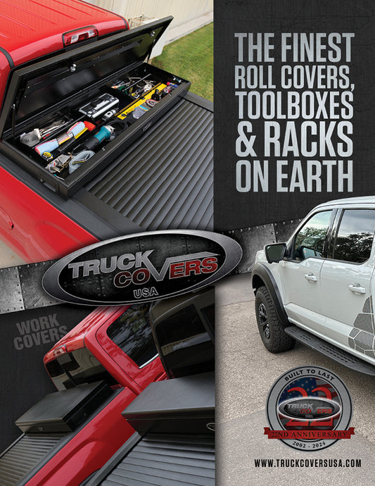 Black textured powder coated aluminum/steel tonneau cover tool box from Truck Covers USA part number CRT166