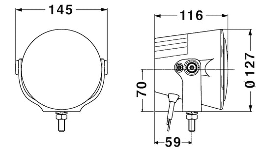 Black auxiliary light from Hella part number 012206021