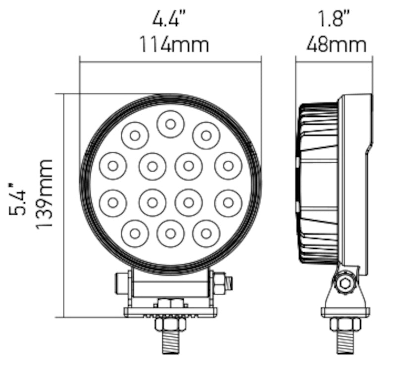 Black work light from Hella part number 357105002