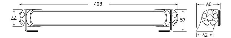 Black plastic light bar with mounting hardware from Hella part number 958040521