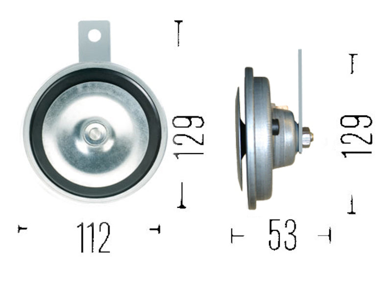 Black / gray horn with mounting hardware from Hella part number 002768382