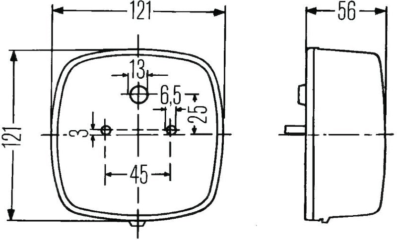Gray tail light assembly with mounting hardware from Hella part number 002578701