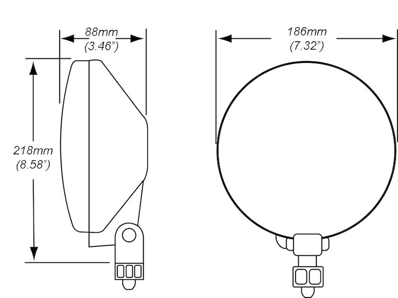 Clear abs driving light with mounting hardware from Hella part number 010032001