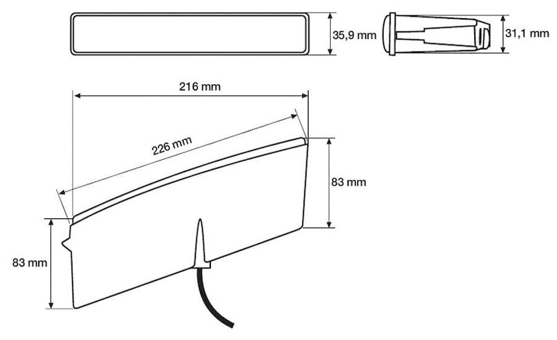 Crystal clear daytime running light with mounting hardware from Hella part number 010043801