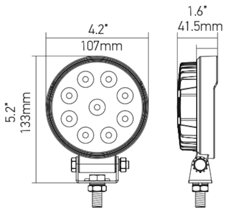 Black work light from Hella part number 357101002
