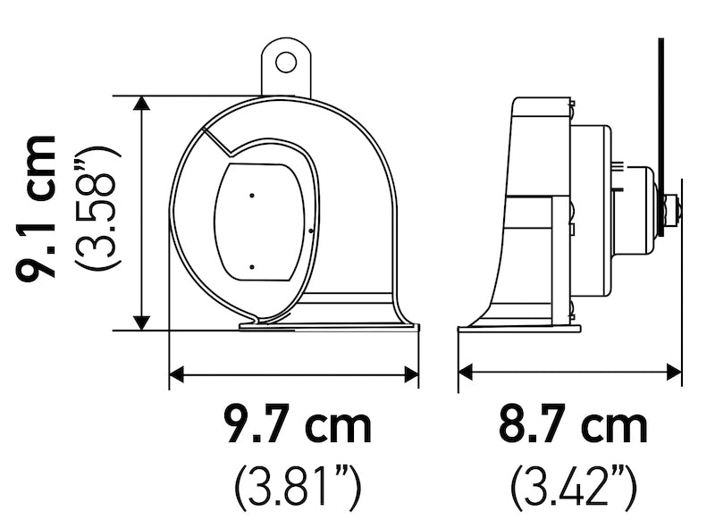 Chrome accessory horn with mounting hardware from Hella part number 007728883