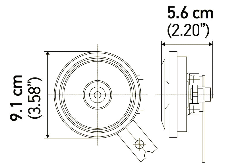 Black horn with mounting hardware from Hella part number 002768821
