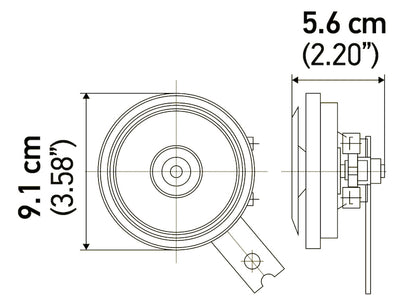 Black horn with mounting hardware from Hella part number 002768821