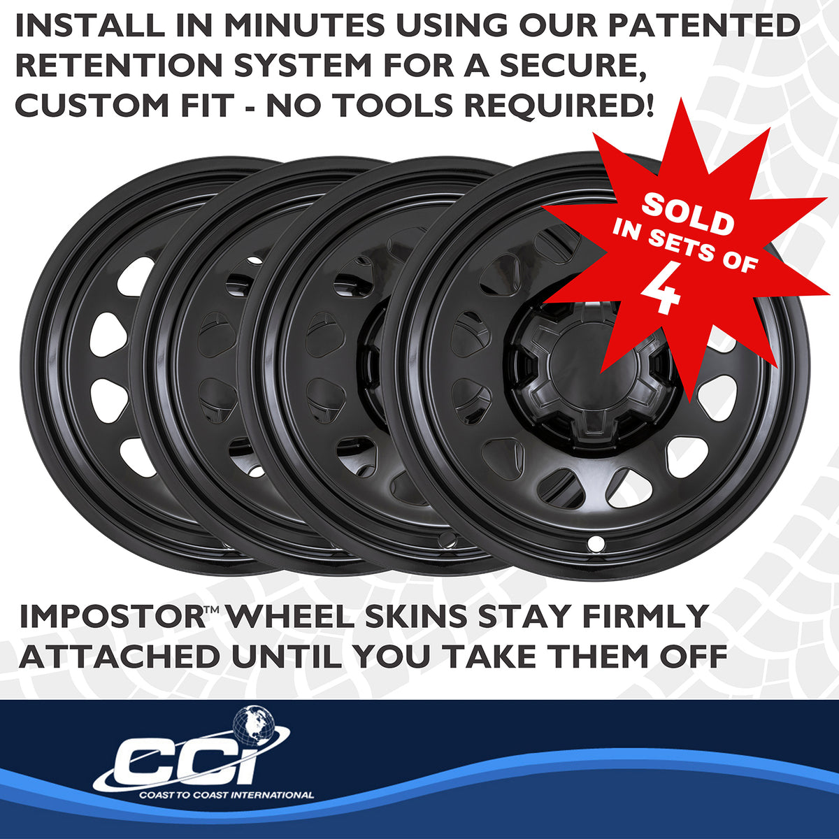 Black abs plastic wheel skin 17 diameter from Coast To Coast part number IMP100BLKN