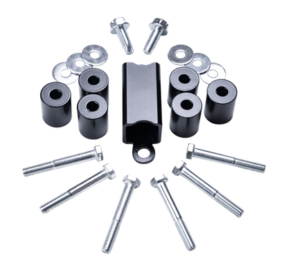 Black smooth steel skid plate kit with mounting hardware from ReadyLift part number 67-52050
