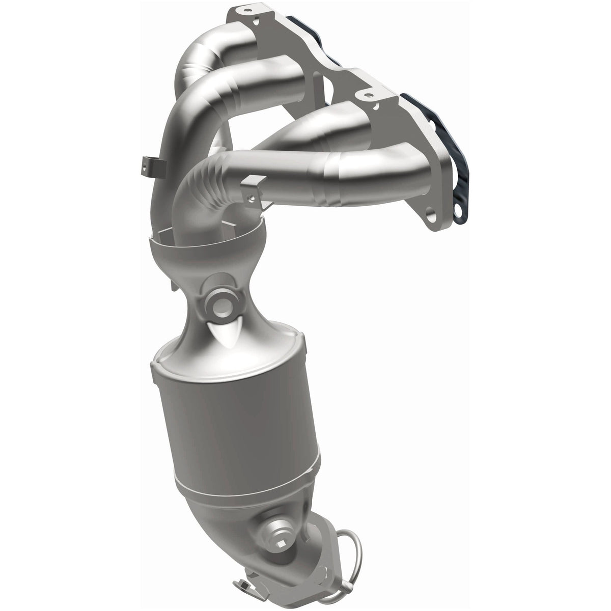 Uncoated stainless steel catalytic converter with integrated exhaust manifold from MagnaFlow Exhaust Products part number 49295