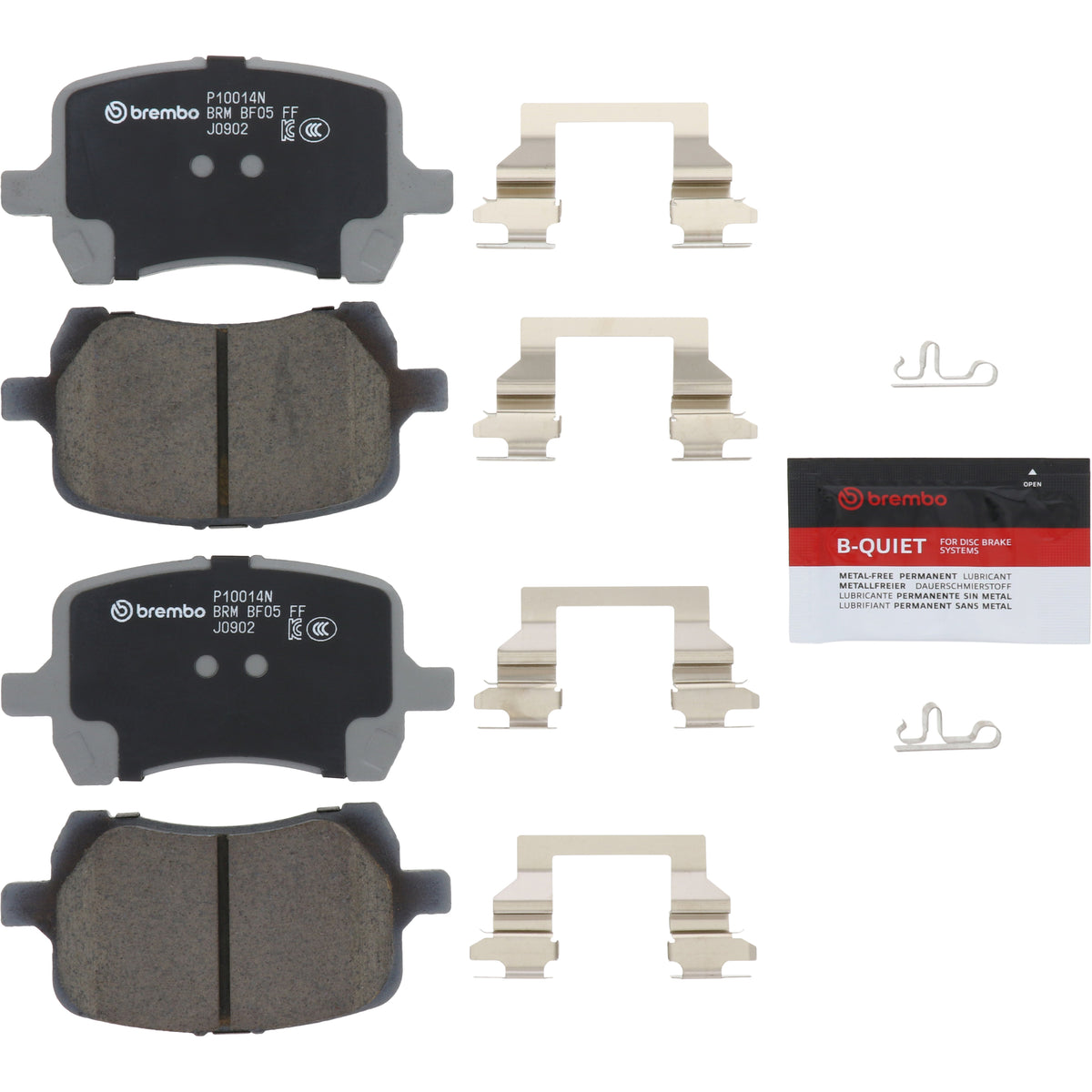 Disc Brake Pad Set with mounting hardware from Brembo part number P10014N