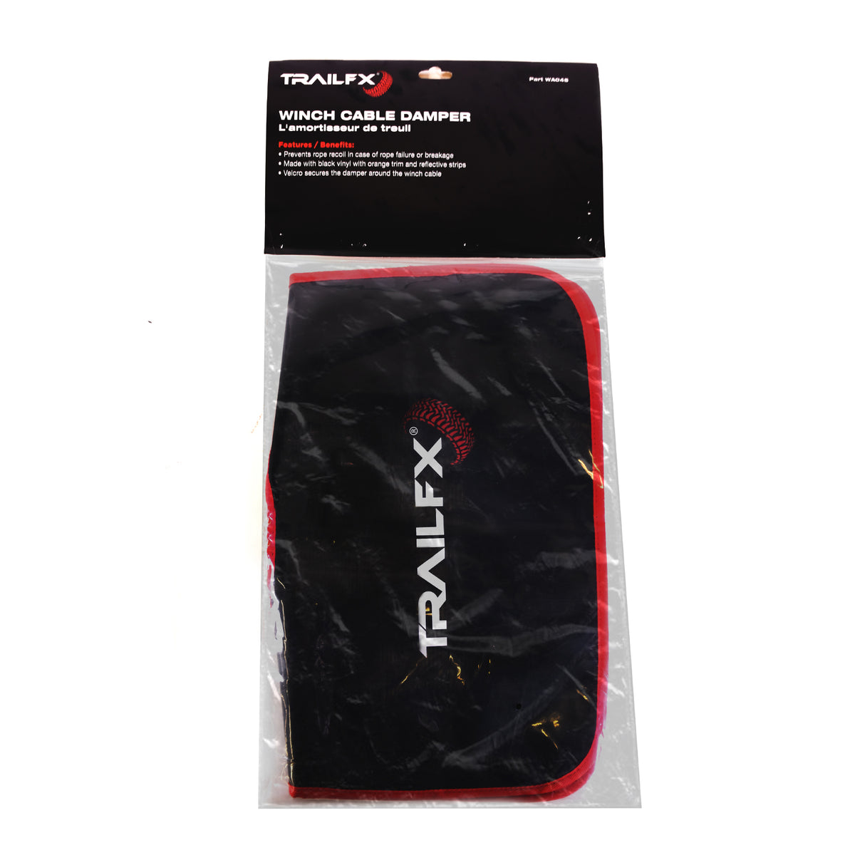 Black winch cable breakage damper from TrailFX part number WA045