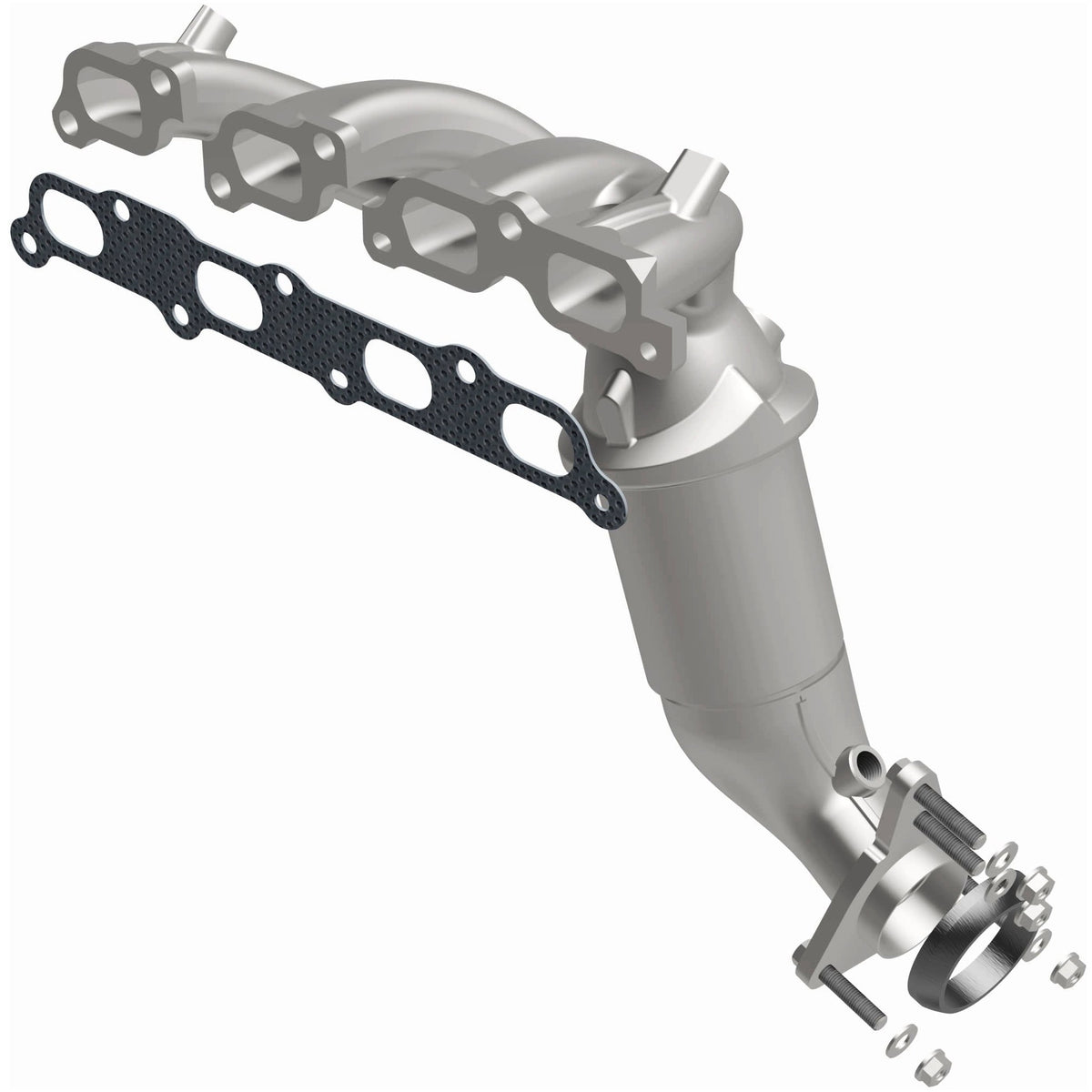 Uncoated stainless steel catalytic converter with integrated exhaust manifold from MagnaFlow Exhaust Products part number 5582378