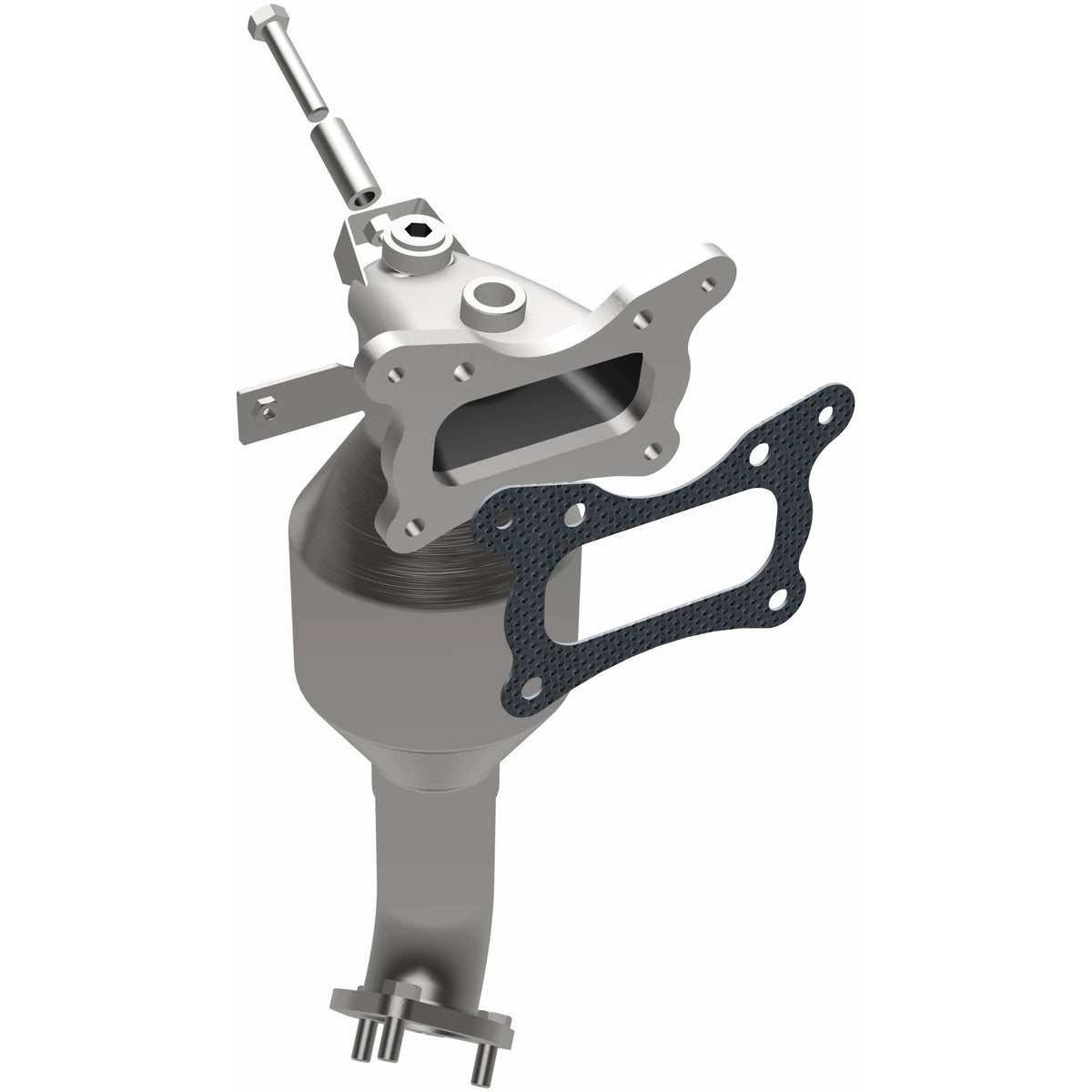 Uncoated stainless steel catalytic converter with integrated exhaust manifold from MagnaFlow Exhaust Products part number 52024