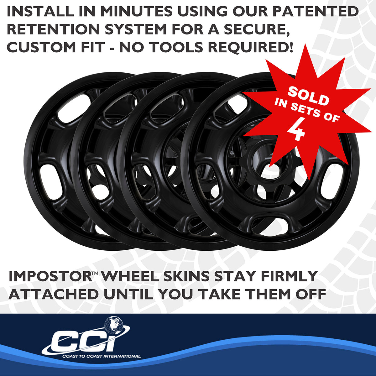Black painted abs plastic wheel cover 17 diameter from Coast To Coast part number IMP84BLK