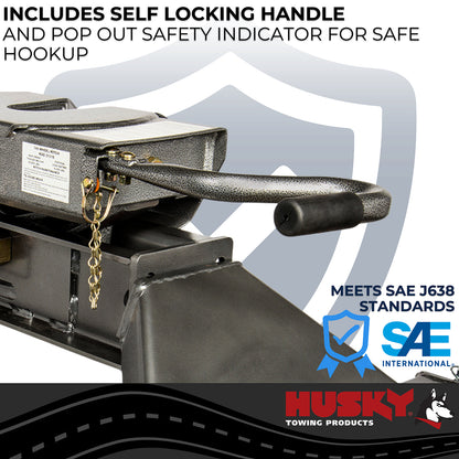 Gray steel fifth wheel trailer hitch with mounting hardware from Husky Towing part number 33021K