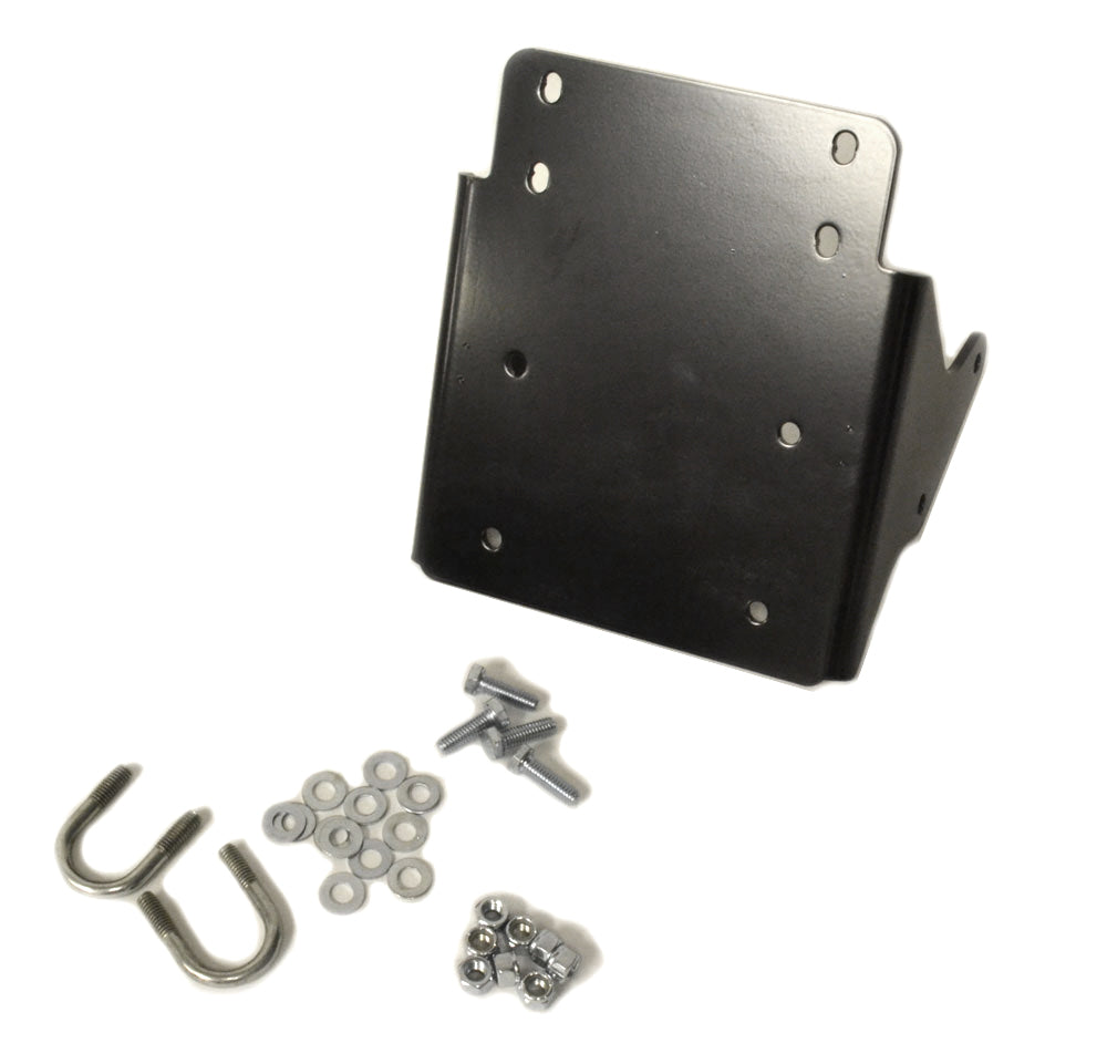 Black powder coated steel winch mount from Warn part number 83130