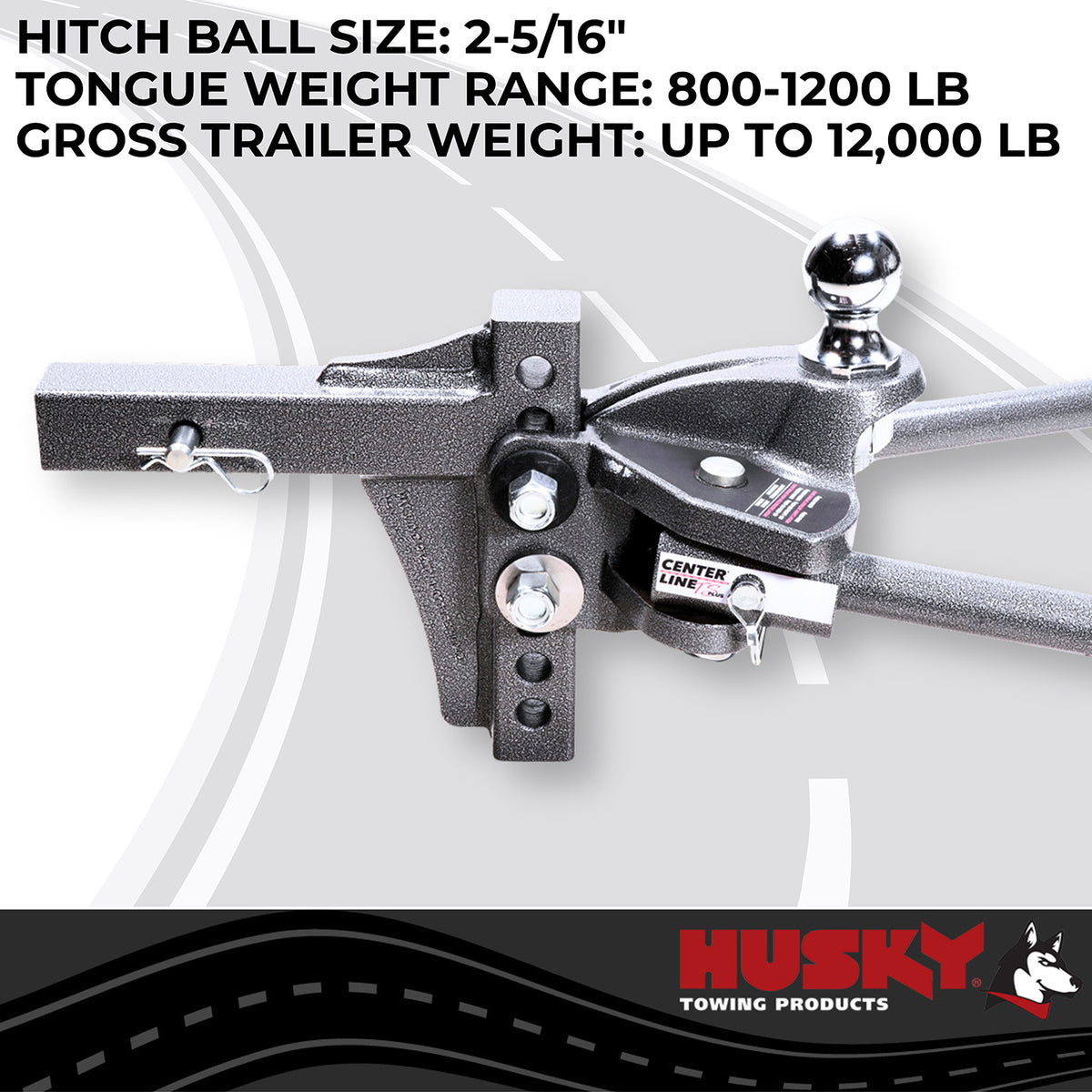 Gray steel trailer weight distribution kit with mounting hardware from Husky Towing part number 33300