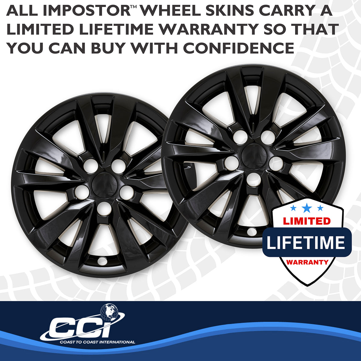 Black abs plastic wheel skin 16 diameter from Coast To Coast part number IMP530BLK