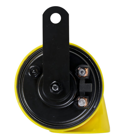 Yellow accessory horn with mounting hardware from Hella part number 012010821