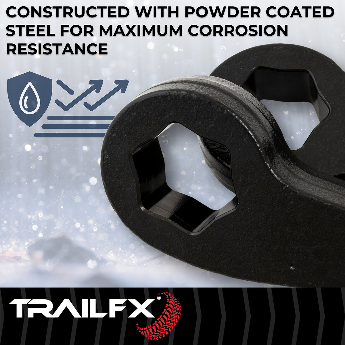Black steel suspension leveling kit with mounting hardware from TrailFX part number G22LL4
