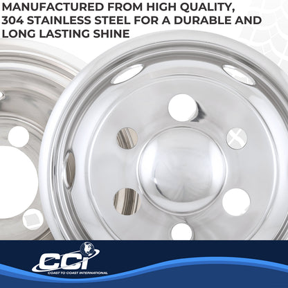 Silver stainless steel wheel simulator with mounting hardware from Coast To Coast part number IWCN195I90